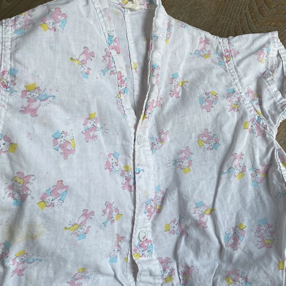 Vintage puppy marching band print snap 1 piece jumpsuit romper sz 18 m